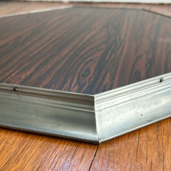 Vintage 60s Gotham Pewter and Formica Octagon Cocktail Tray MCM Mad Men Bar Tray - Picture 10 of 14